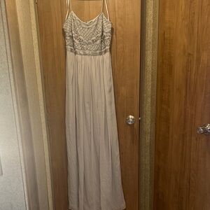 Chic Silver Maxi Dress with Beaded Bodice